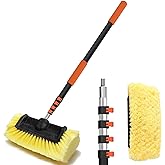Buyplus 12FT Car Wash Brush with Long Handle, 12-Inch Soft Bristle, with Aluminium Telescoping Pole, for Cleaning Car, SUV, R