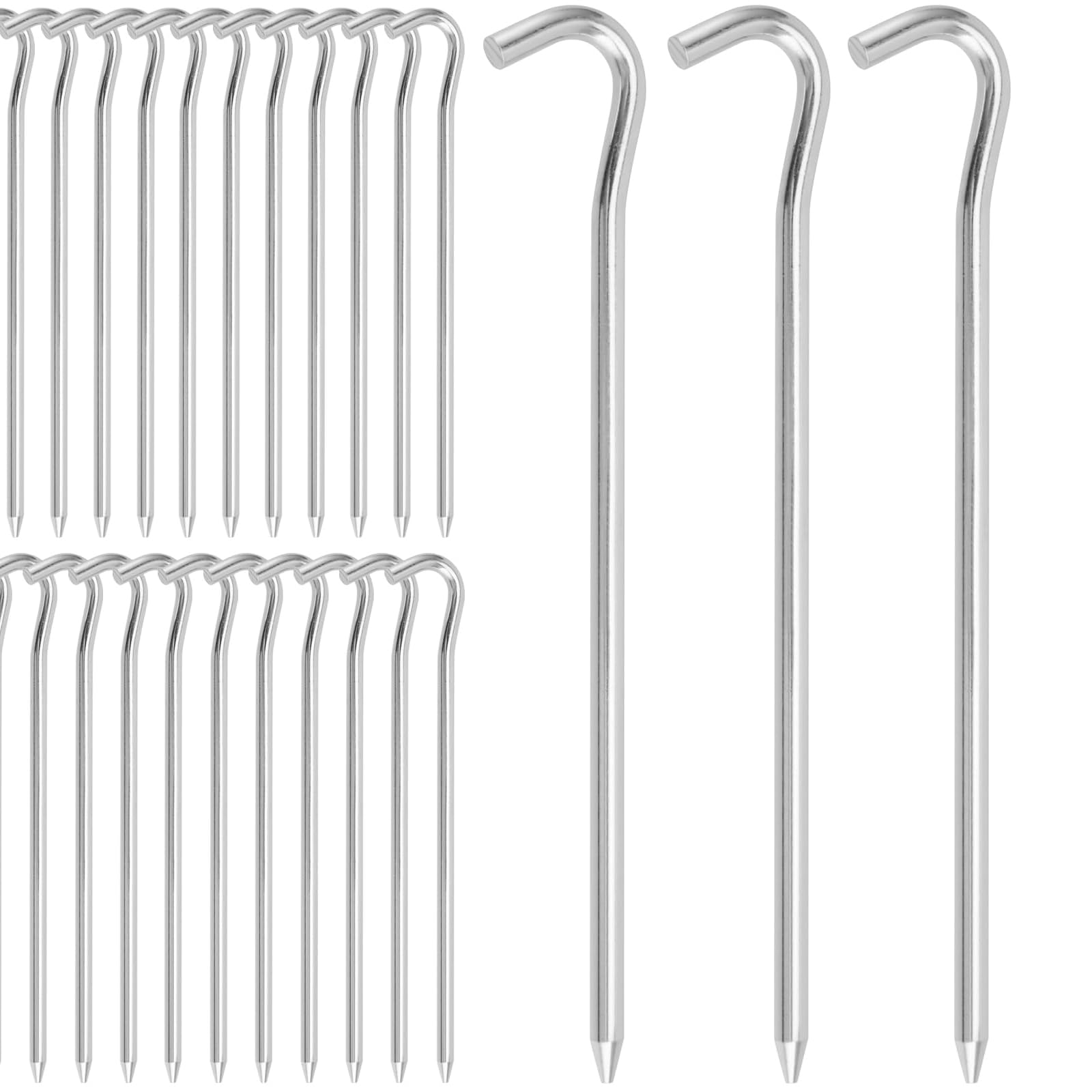 FUNSUEI 40 PCS 18cm Football Net Pegs, Heavy Duty Tent Pegs Metal, Metal Camping Peg, Heavy Duty Ground Peg for Outdoor Camping, Hiking, Football Net