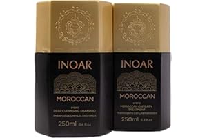 INOAR – Moroccan Smoothing Treatment Set with Keratin - Deep Cleansing Shampoo, Keratin Treatment, Reduces Frizz, Straighten Hair Treatment, Vegan Hair Products for Men and Women (8.4 oz. each)