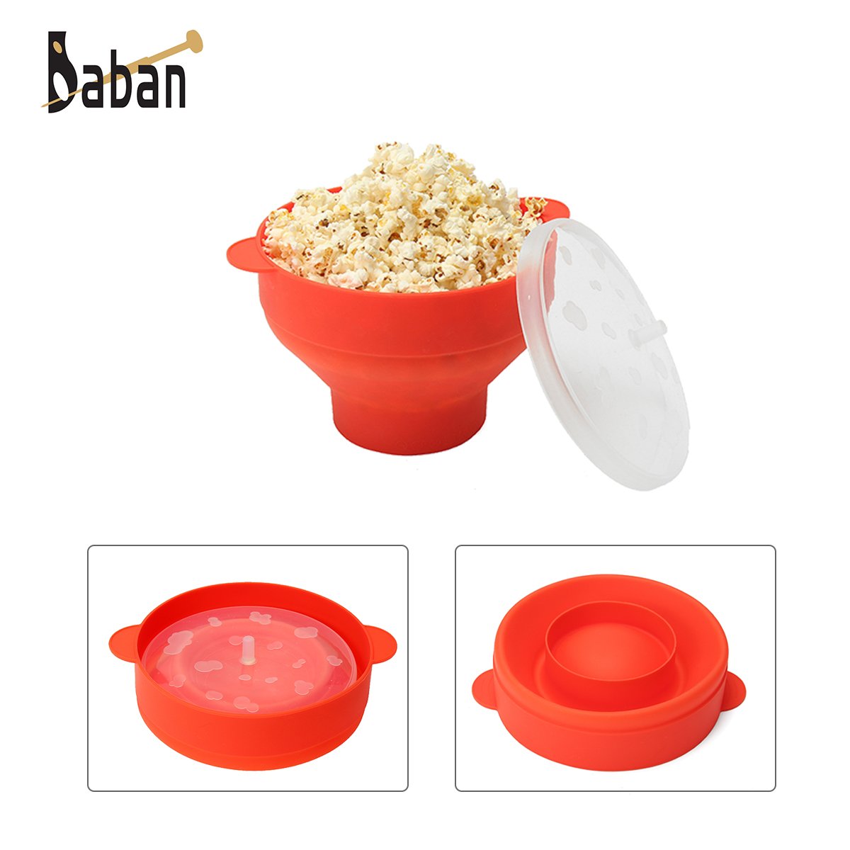 Baban - Palomitero para microondas, con asas, color rojo ...