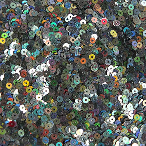 3mm Sequins Flat Round Dark Pewter Gray Rainbow Iris Shiny Metallic. Made in USA