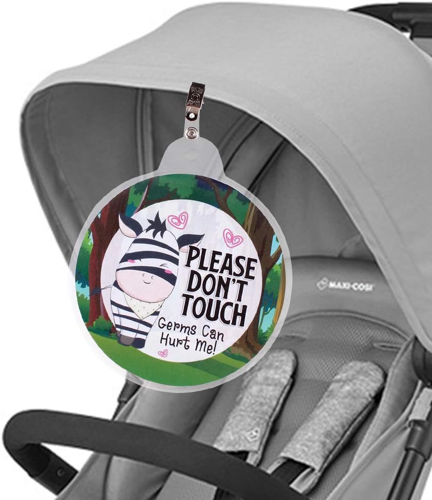 Hangnuo Baby Stroller Tag - Do Not Touch, Germs Can Hurt Me - Large Safety Sign for Newborn Preemie Car Seat, Baby Shower Gift for New Mom - Cow