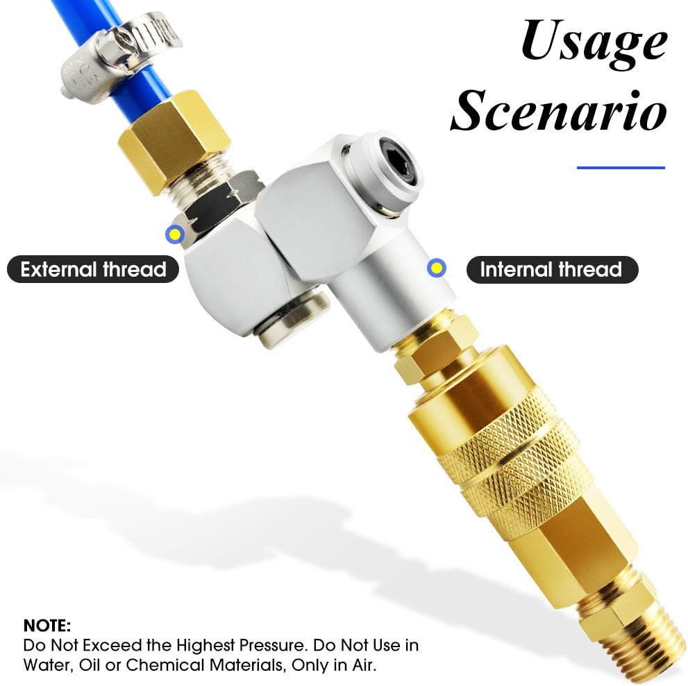Tailonz Pneumaitc 4Pcs 1/4 Inch Air Tool Swivel Fitting 360 Degree Swivel Air Hose Connector Industrial Swivel Portable Air Tool Adapter - - 