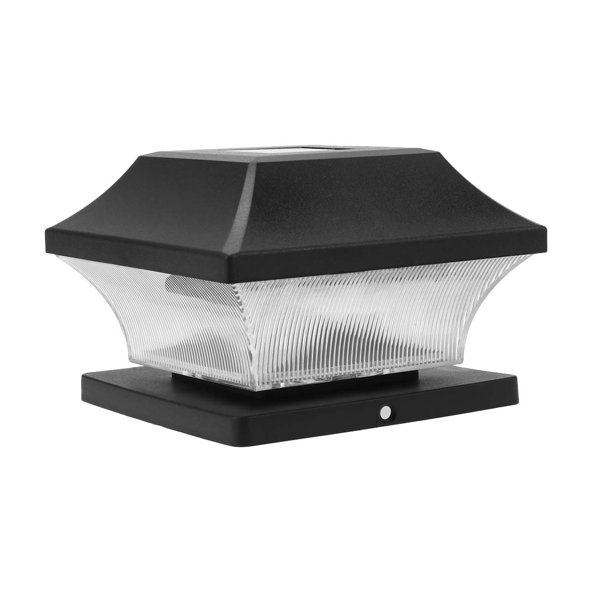 Uonlytech Solar Powered LED Post Cap Light Outdoor Pillar Lamp Landscape Light for Fence Garden Patio (Black)
