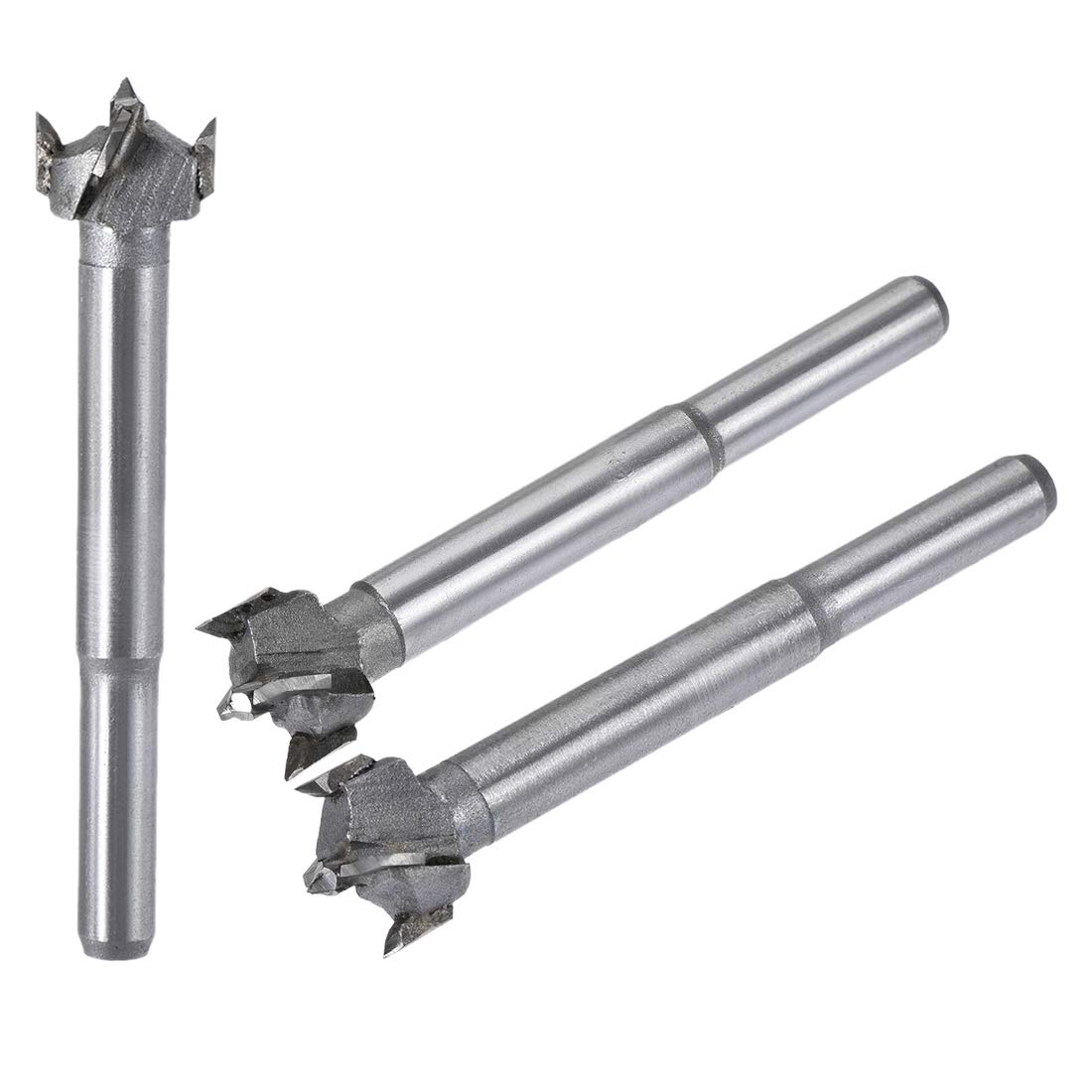 sourcing map Forstner Wood Boring Drill Bits 14mm 15mm 16mm Dia. Hole Saw Carbide Alloy Steel Tip Round Shank Cutting for Hinge Plywood Wood Tool 3in1 Set