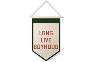 Qpenm Long Live Boyhood Hanging Wall Canvas Banner, Boy Nursery Hanging Pennant Flag Prints, Nursery Boy Wall Decor, Baby Boy Wall Art Poster&Prints for Boys Room Playroom