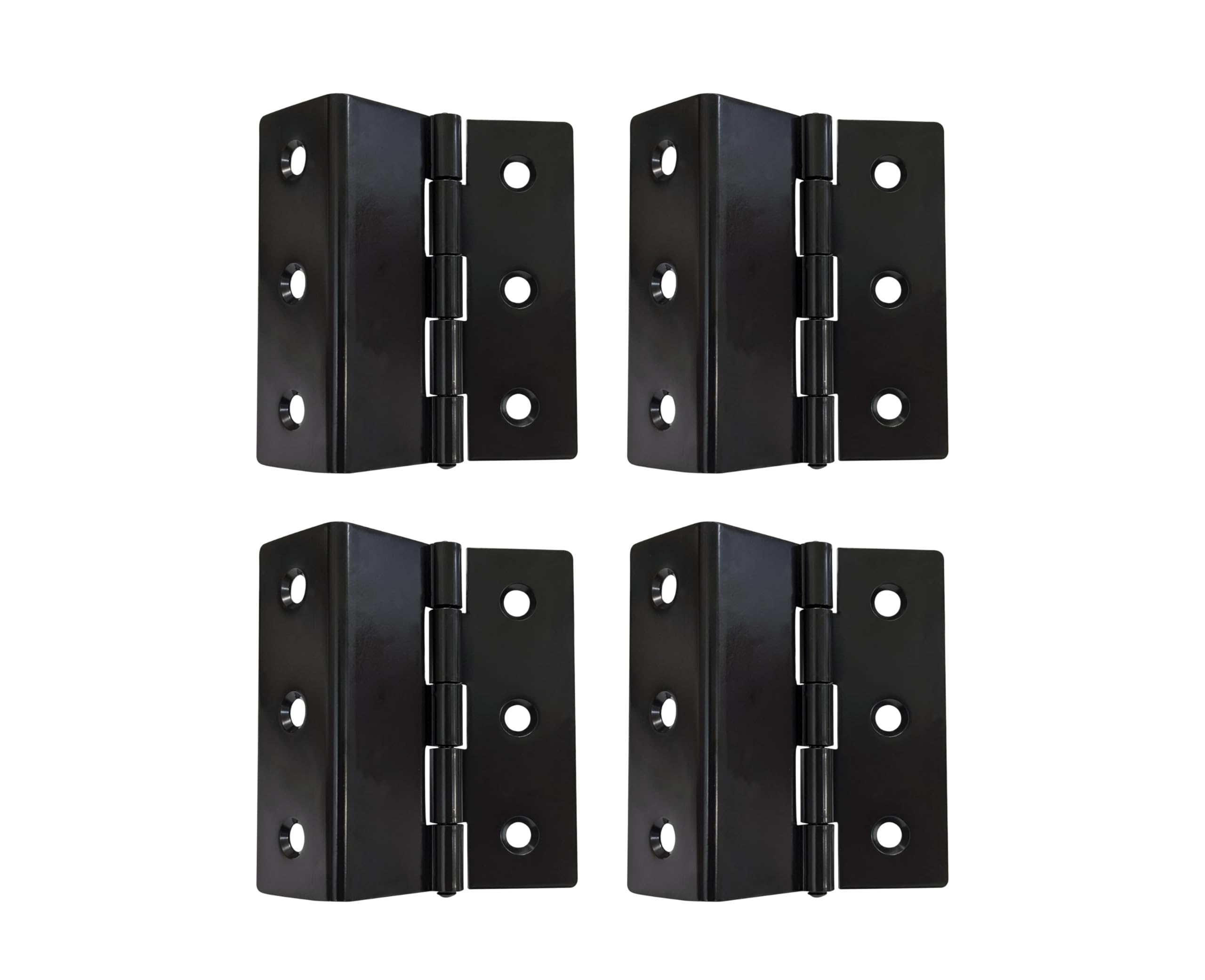 Photo 1 of QCAA Heavy Duty 3 Fold Retro Chest Hinge, Half Surface for Chest, Cabinet, Furniture, 3" x 1.8mm, Matte Black, Made in Taiwan, 4 Pack