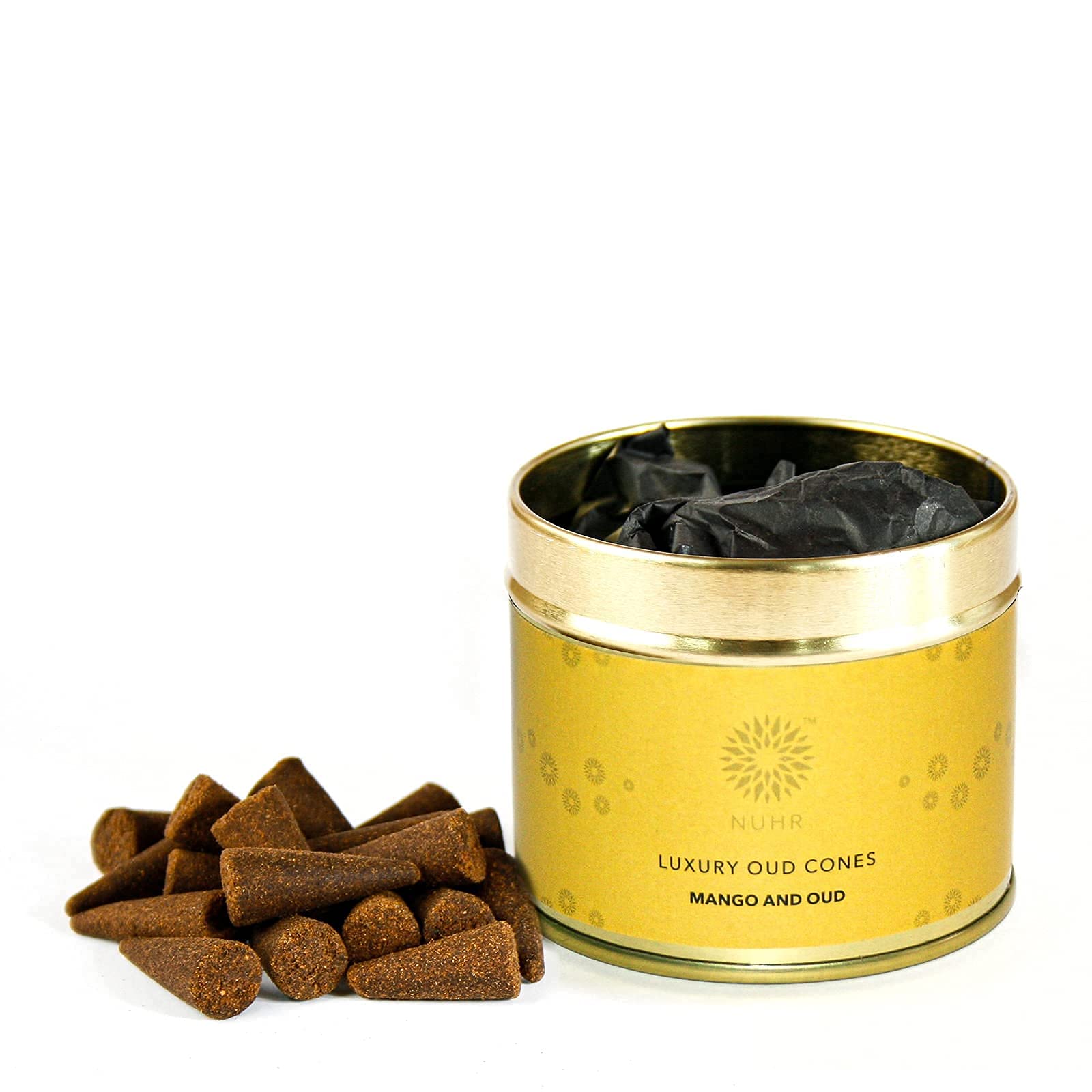 NUHR Home Incense Cones Mango and Oud Luxury Oud Home Fragrance Made of Natural Authentic Agarwood for Aromatherapy, Meditation & Stress Relief Refreshing 20 Pack