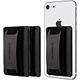Sinjimoru Phone Grip Card Holder with Phone Stand, Secure Stick on Wallet for iPhone with Kickstand for Table. Sinji Pouch B-Grip Black [3 Pack]