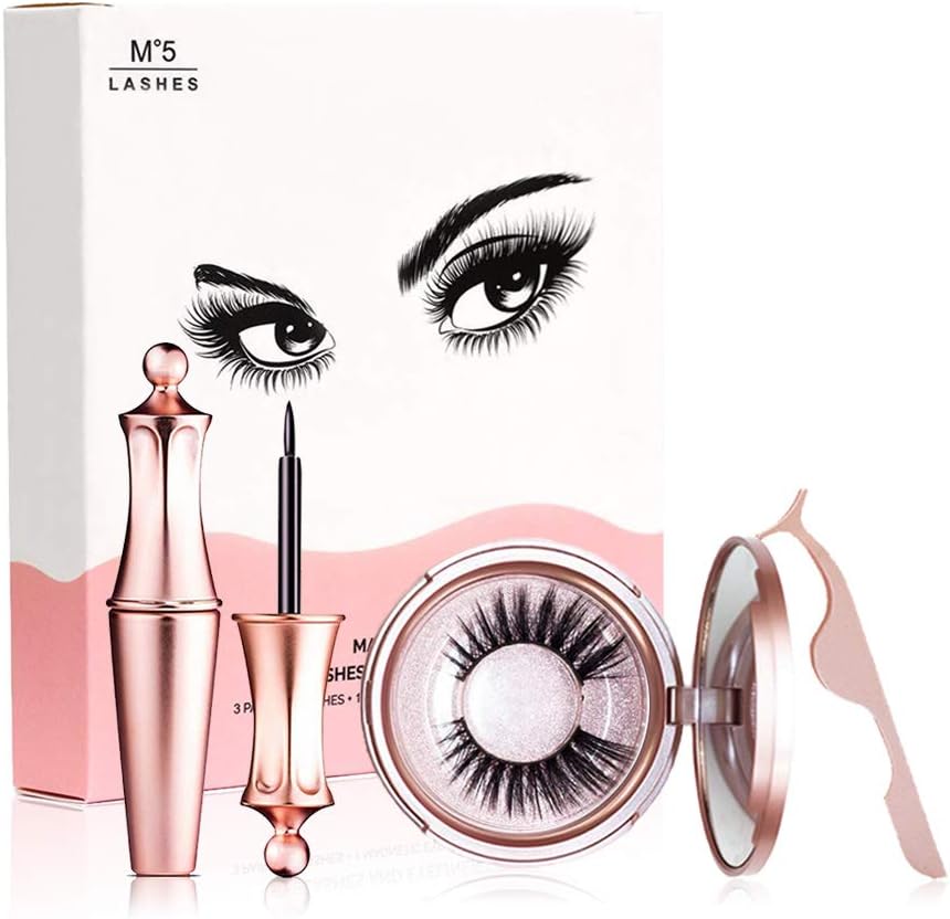 Magnetic Eyelashes, Jahul Magnetic Eyelashes with Eyeliner, Reusable Magnetic False Eyelashes Kit with Tweezers, No Glue Needed - Doha