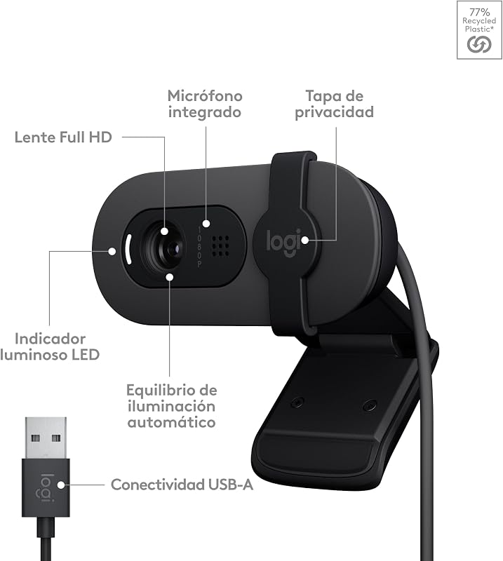 Brio 100, cámara Web Full HD para reuniones y Streaming - Grafito