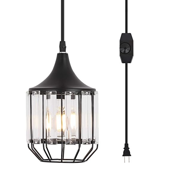 Hanging Lamps Swag Lights Plug in Pendant Light 16 FT Cord and Chain/Hanging Pendant Light Cage