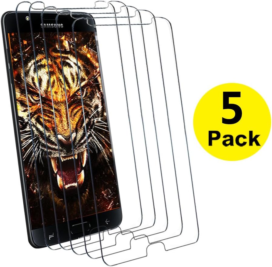 Samsung Galaxy J7 DUO Screen Protector Glass, 5-Pack Tempered Glass Screen Protector, [9H Hardness][Bubble Free][Anti-Scratch], for Samsung Galaxy J7 DUO, Gift for Boys, Girls, Men, Women