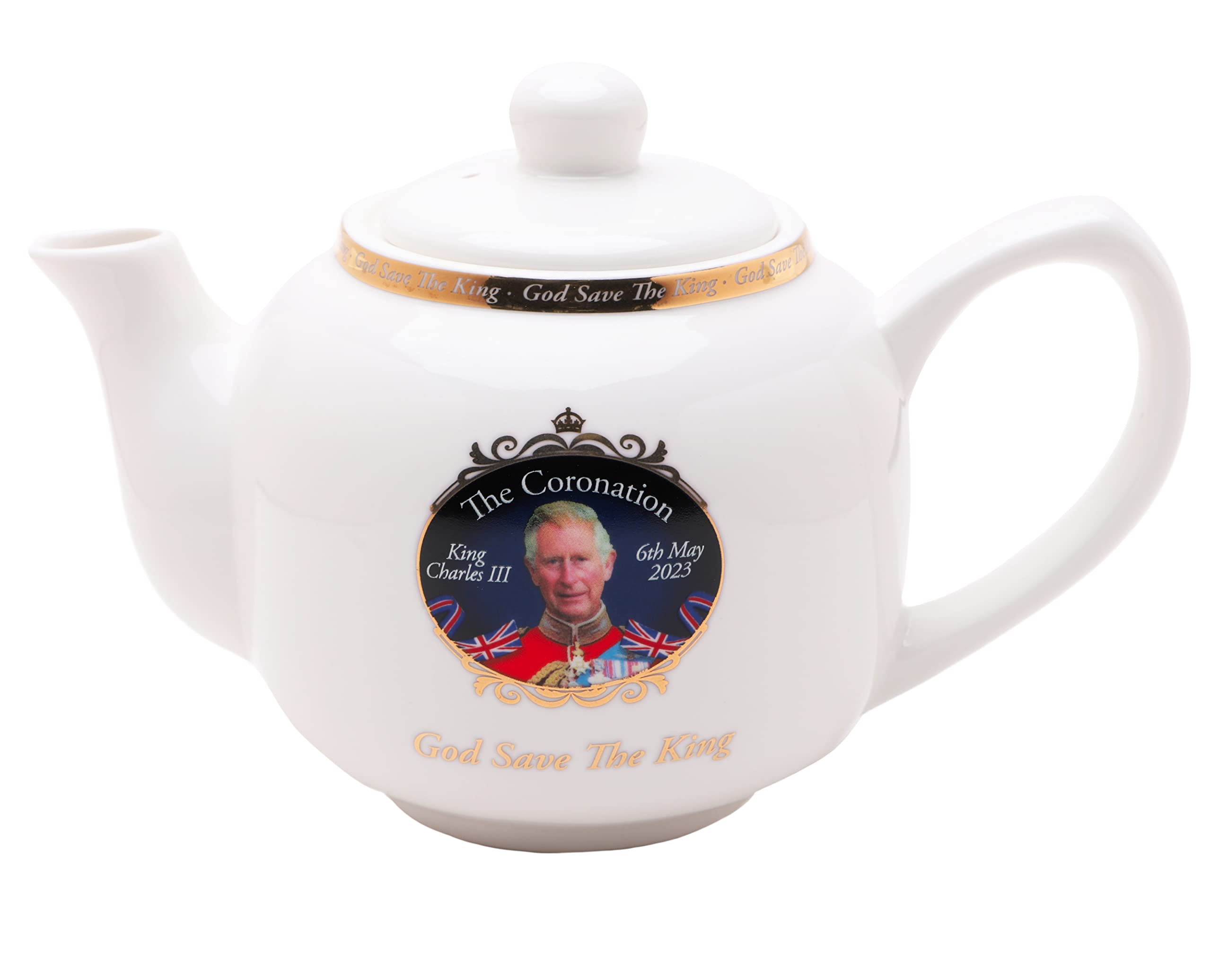 Toyland® King Charles III Coronation Commemorative Tea Pot - His Majesty The King Keepsakes - British Souvenirs