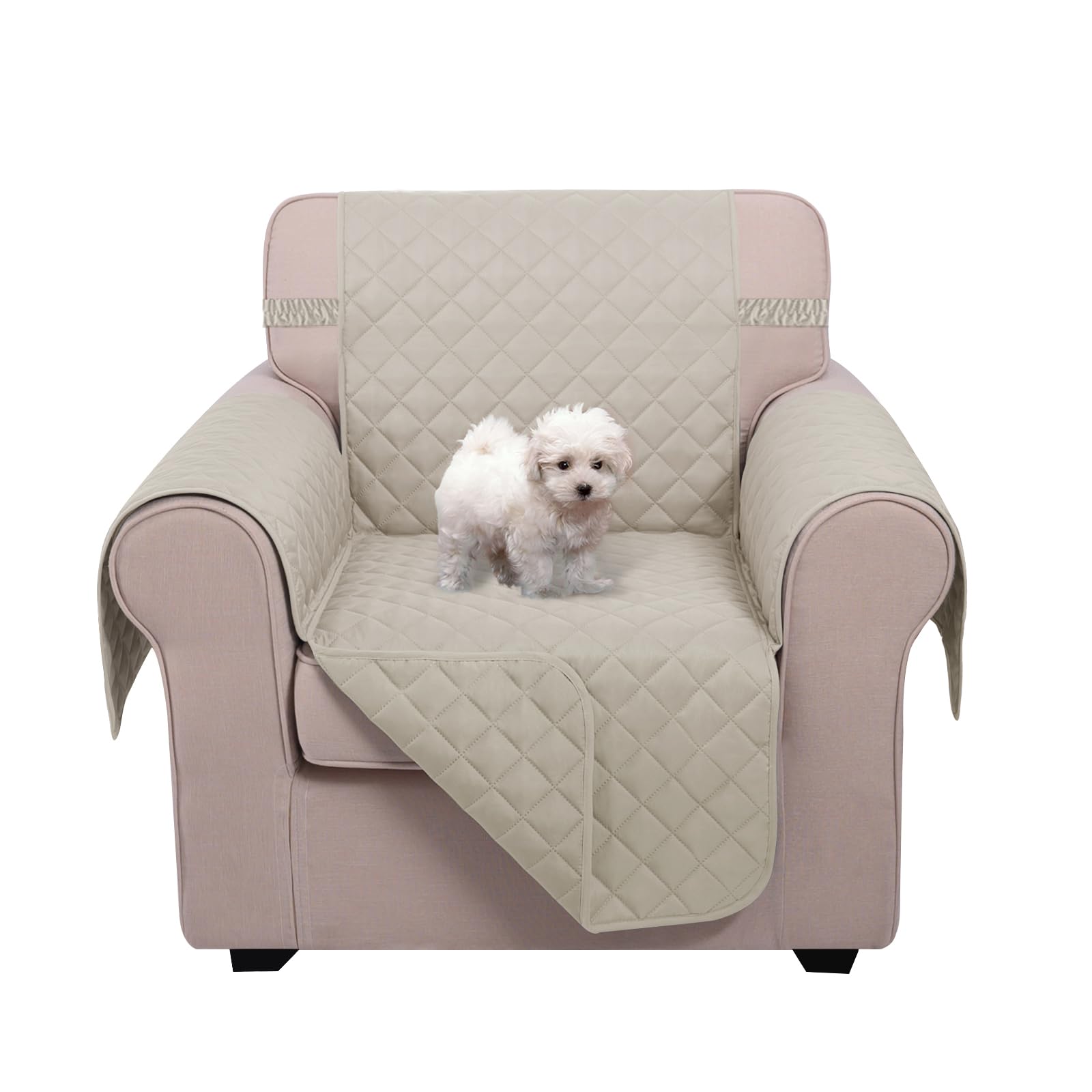 Photo 1 of U-NICE HOME Recliner Chair Covers Reversible Chair Cover Pet Covers for Dogs with Elastic Straps Water Resistant Diamond Quilted (23''Recliner Small, Beige/Beige)