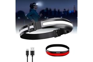 MIOAKAR Head Lamp Flash Light Led – Pro Flex 4-in-1 LED Headlamps Head Strap Bar Lights | 400 Lumine Wide Beam COB LED Lightbar | USB-C Fast Rechargeable Waterproof | Bike Hiking Camping | Adults Kids(Black)