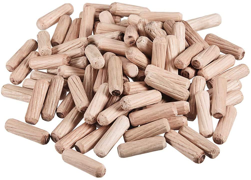 TERF® 200 Pcs Wooden Dowel Pins 8mm X 25mm Wood Dowels Solid Hard Wood Dried Fluted Beveled Hardwood Rods Furniture for Professional Carpenters DIY and Craft Projects