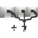 MOUNTUP Triple Monitor Stand Mount - 3 Monitors Desk Mount for Computer Screens Up to 27 inch, Triple Monitor Arm, Heavy Duty Monitors Stand, Each Arm Holds 4.4-19.8 lbs, Black