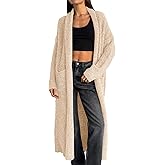 Saodimallsu Womens Open Front Long Cardigan Sweaters Oversized Chunky Fuzzy Lapel Fall 2025 Trendy Duster Sweater Coats