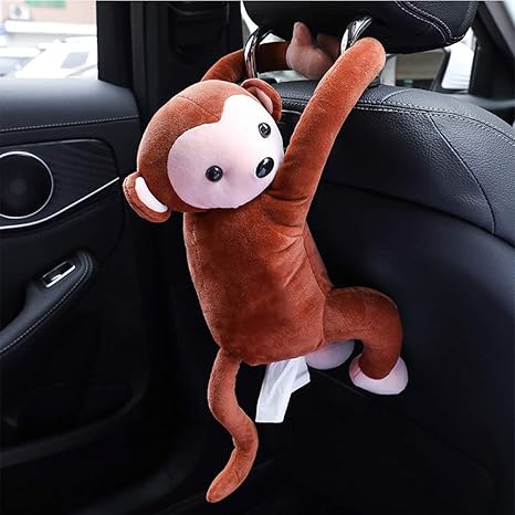 Amazon 家族の車の引き出し 漫画のかわいいピピ猿 創造的な高級車の吊り下げ車 インテリア固定用品 ブラウン ティッシュケース ホルダー オンライン通販