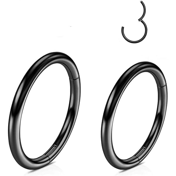 PIERCINGBOY 2Pcs Titanium Nose Rings 20G 9mm Gold Double Hoop Nose