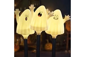 COVBOARD Halloween Decorations Solar Stake Lights, Ghost Hands-Up Lights with 2 Lighting Modes, Solar Light Outdoor Waterproof for Pathway Garden Yard Walkway (Warm White, 3-in-1 Pack)