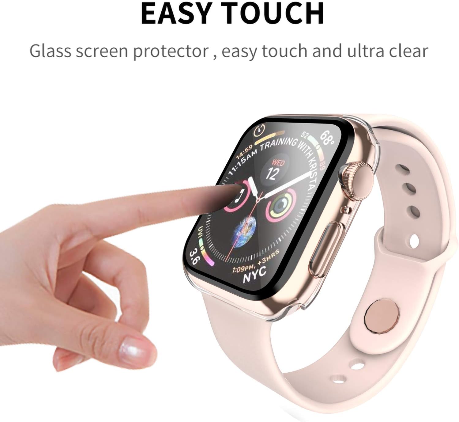 Smiling Case Compatible with Apple Watch Series 6/SE/Series 5/Series 4 40mm with Built in Tempered Glass Screen Protector,Overall Protective Hard PC Case Ultra-Thin Cover- Clear