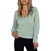 Totatuit Women Half Zip Up Cropped Lapel Sweatshirt Quarter Zipper Casual Long Sleeve Tops Fall Trendy Clothes