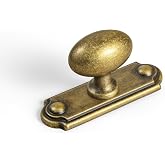 Goo-Ki Antique Brass Cabinet Knobs(Oval Shape) with Backplate(Square Shape) for Cupboard,Dresser,6 Packed