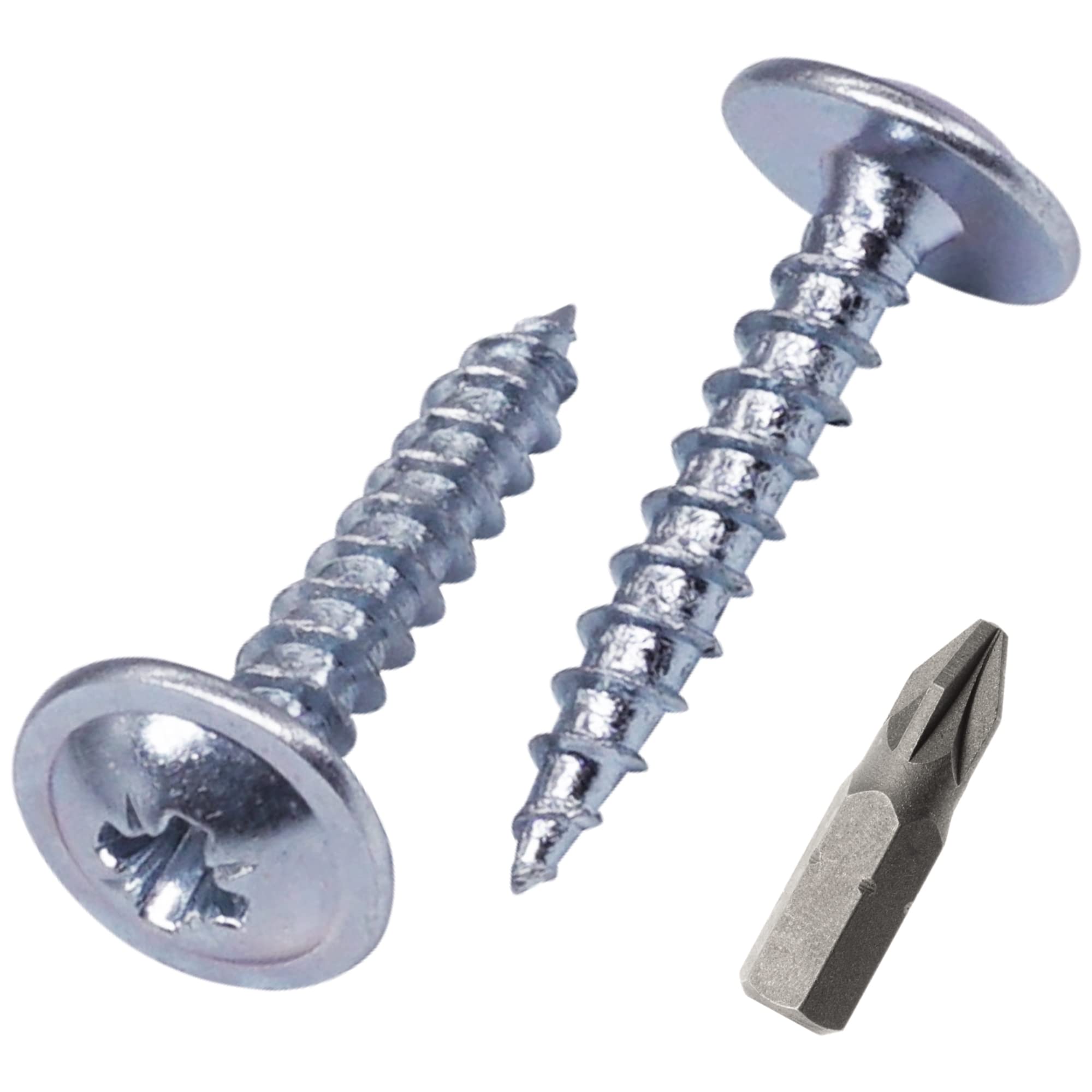 SKIR'CO (400 pcs) Zinc Plated Steel 3.0 x 16 mm Silver Wood Screws, Metal Screws, Wafer Head, Pozidriv, Self Tapping