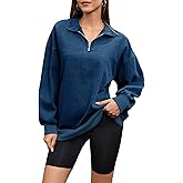 Aomice Women's Half Zip Denim Sweatshirts Fashion Long Sleeve Shirt Jean Pullover Hoodies