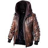 TLC Fashion Brown Leather Jacket with Removable