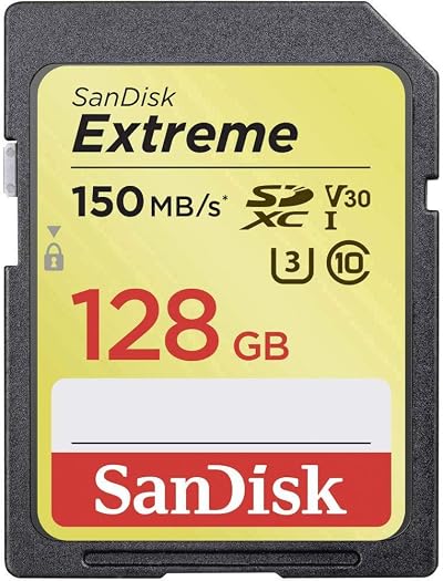 SanDisk Extreme 128GB SDXC Card U3 V30 150MB/s Read 70MB/s Write