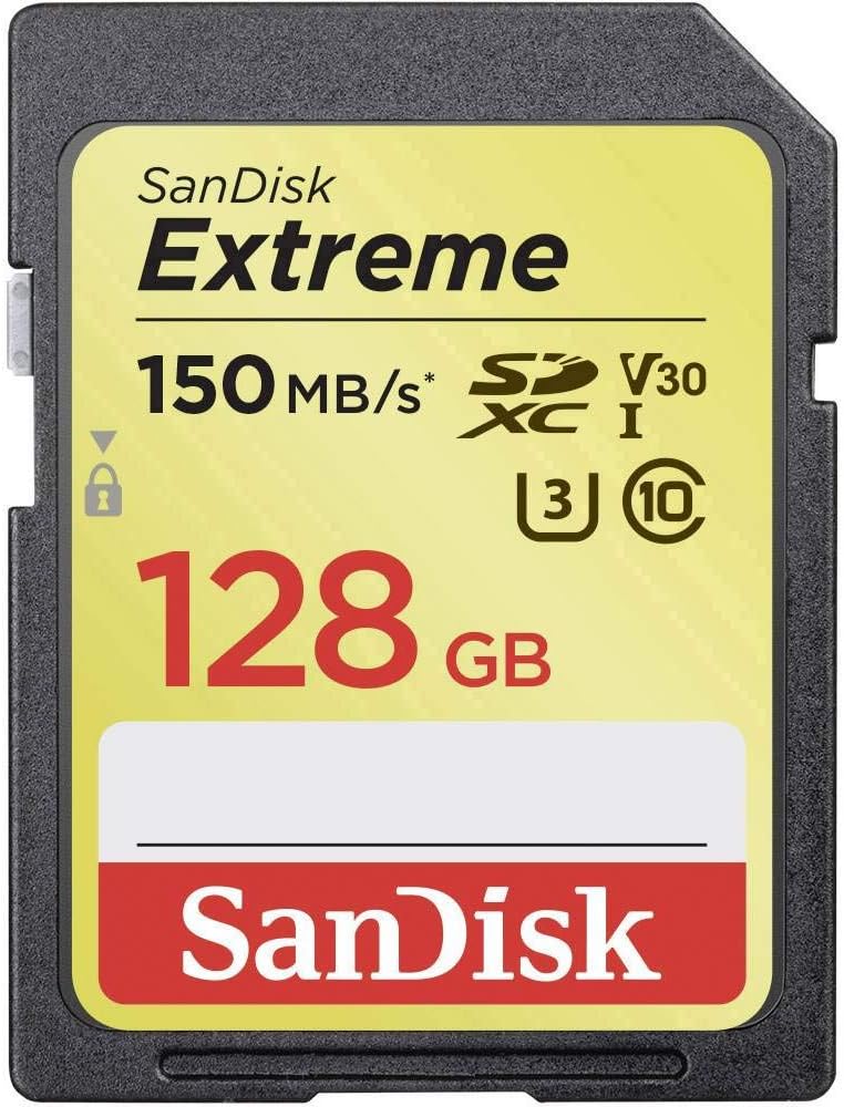 SanDisk Extreme 128GB SDXC Card U3 V30 150MB/s Read 70MB/s Write
