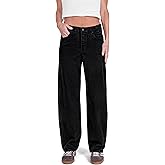 CAKE THE LABEL Women Wide Leg Baggy Jeans Casual Mid Waisted Denim Pants