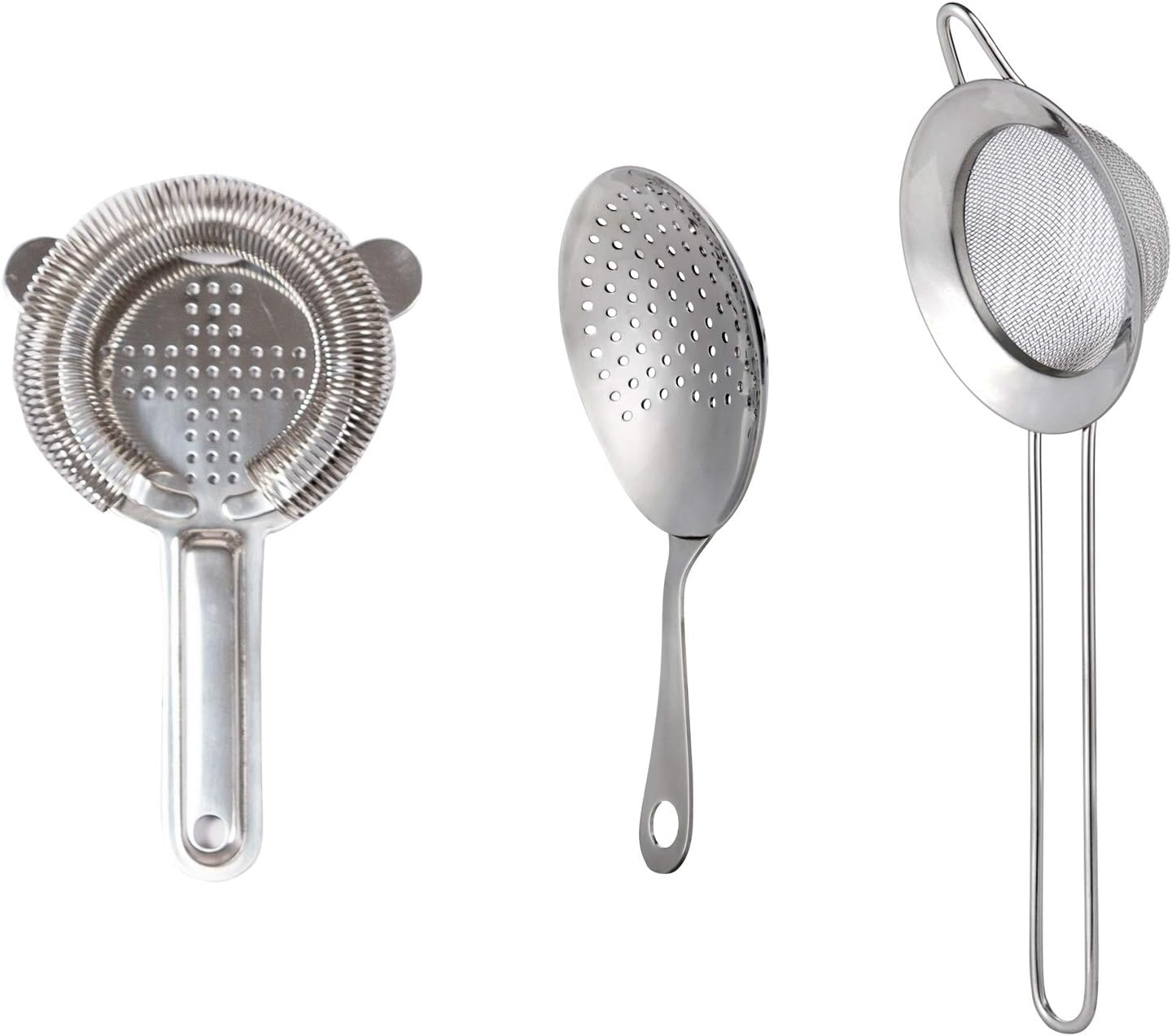 Silver WINGONEER 3pcs 9cm/3.5inch Hawthorn Cocktail Strainer Stainless