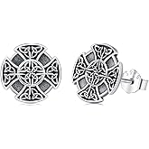 925 Sterling Silver Blue/Withe Zircon Earrings Celtic Knot Earrings Trinity Stud Earrings Hypoallergenic Punk Jewelry Gifts for Women Men Birthday Anniversary