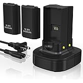 KEKUCULL Rechargeable Battery for Xbox 360 Controller, Charger Dual Charging Station Dock with 2 Pack Rechargeable Battery Co