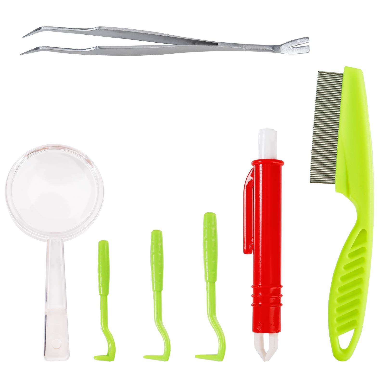 MengH-SHOP Tick Remover Kit Tick Extractor Dog Grooming Tool Ticks Removers and Magnifying Viewer Functional Tools for Pets Dogs Cats 7 Pack
