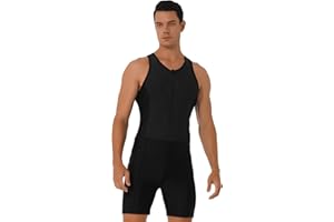 Hansber Men's One Piece Rash Guard Swimsuit Racerback Tank Top Surfing Suit Singlets Leotard Bodysuit Swimwear