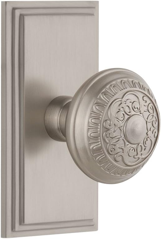 Grandeur 810744 Carre Plate Passage with Windsor Knob in Satin Nickel, 2.375