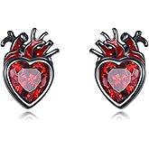 JERWLI Anatomical Heart Earrings 925 Sterling Sliver Gothic Heart Shaped Stud Earrings Alternative Gothic Jewelry Gifts for Women Goth Lover