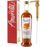 Amoretti - Apricot Craft Puree 750 ml, Perfect for flavoring Cocktail, Brewing, Beer, Wine, alcoholic beverages, and Mocktail, Drink Mix, Mixers, Made of Real Fruit, No Preservatives, with Pump