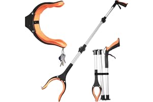 Grabber Reacher Tool 41" Litter Pickers Foldable Reaching Aids Helping Hand Stick with 360°Rotating Head and Magnetic Claw