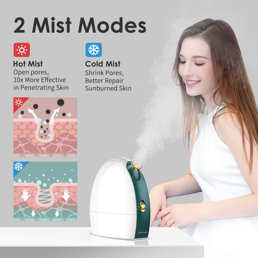 Facial Steamer 3-in-1 Nano Ionic Face Humidifier with Hot and Cold Mist Moisturizing Cleansing Pores for Home Face Spa: Beauty