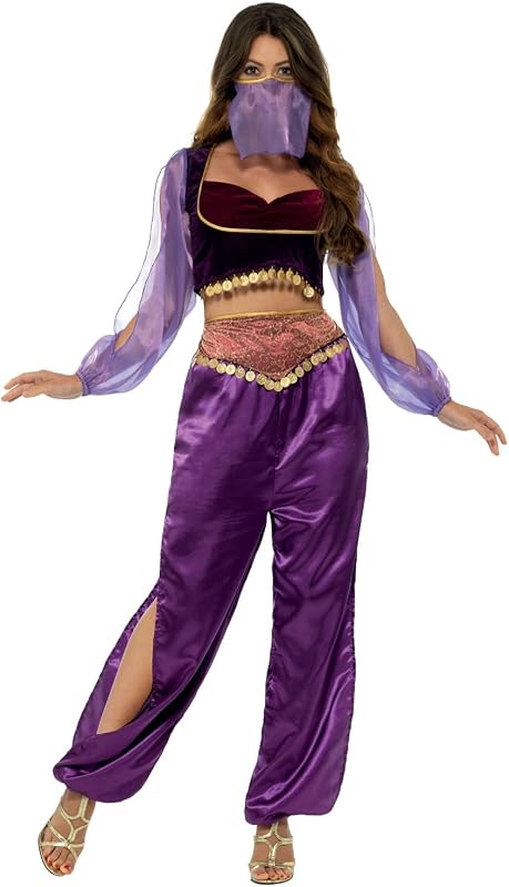 Smiffys Disfraz de princesa árabe, morado, con pantalones, camiseta y velo Halloween, Carnaval — foto 1 de 8