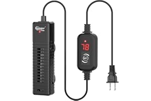 hygger Nano Aquarium Submersible Heater for 15-20 Gallon Fish Tank Betta Heater with Digital Display, Adjustable Temperature Controller 100Watt