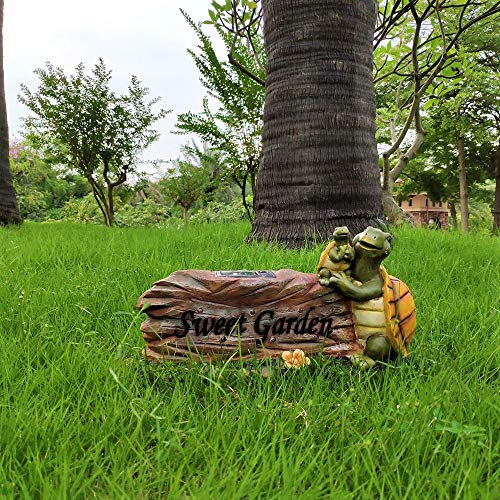 Excmark Garden Statue Figurine with Solar Powered LED Lights for Outdoor Garden Yard Decoration. Lawn Ornaments and Gardening Housewarming Gifts with Solar Animals. (Turtles) - Thumbnail 2