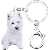 DOWAY Acrylic Sweet West Highland White Terrier Dog Key Chain Keyring Jewelry for Bags Purses Belts Loop Gifts for Women