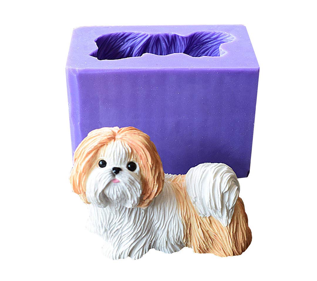 Runloo Adorable Dog Shih Tzu Dog Silicone Molds Puppy Chocolate Molds Soap Molds